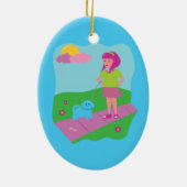 女の子歩く犬 セラミックオーナメント (裏面)