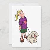 女の子歩くA犬 招待状 (正面)