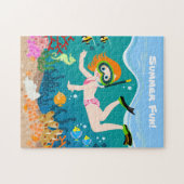 女の子泳ぐ人誕生日プレゼント ジグソーパズル (横)