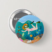 女の子泳ぐ人誕生日プレゼント 缶バッジ (正面&裏面)