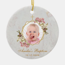 女の子洗礼フォトピンクランフローラ金ゴールド大理石