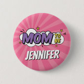 女の子漫画ブックスーパーヒーローベビーシャワーママ 缶バッジ (正面)