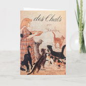 女の子猫食べ物を与えのヴィンテージ・スタインレンポスター カード (裏面)