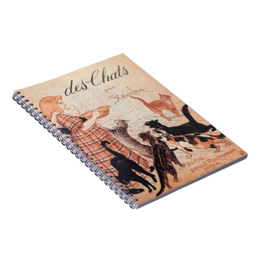 女の子猫食べ物を与えのヴィンテージ・スタインレンポスター ノートブック (右側)