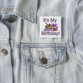 女の子猿の第1誕生日のTシャツおよびギフト 缶バッジ (インサイチュ)