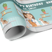 女の子獣医動物クリニックお誕生日おめでとう ラッピングペーパー (ロールコーナー)