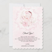 女の子生まれたばかりのの赤ちゃんシャワーサンキューカード サンキューカード (正面)