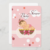 女の子用のベビーシャワーカード 招待状 (正面/裏面)