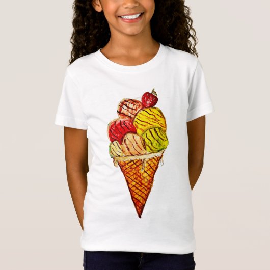 女の子用アイスクリームTシャツ Tシャツ (正面)