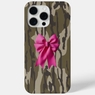 女の子用カモフラージュ ピンクリボン ボウ ボトムランド カモ iPhone 15 PRO MAXケース