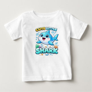 女の子用キュートなサメのTシャツ ベビーTシャツ