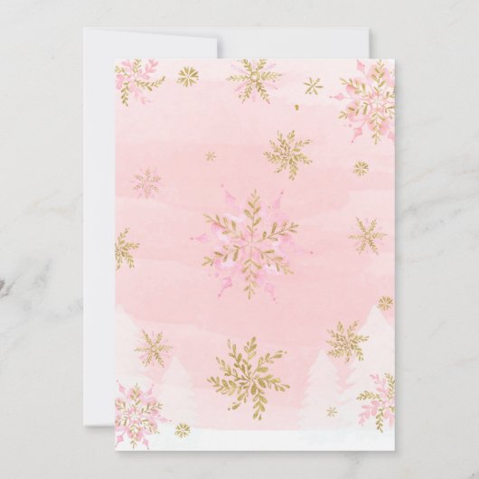 女の子用スノーフレークベビーシャワー招待状 招待状 (裏面)