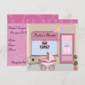 女の子用ベビーシャワー店招待状 招待状 (正面/裏面)
