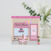 女の子用ベビーシャワー店招待状 招待状 (スタンド正面)