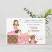女の子用ベビーシャワー招待状 招待状 (スタンド正面)