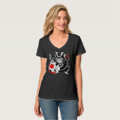 女の子用 勇ましい侍猫サッカーTシャツ Tシャツ (正面フル)