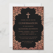 女の子確認ブラックピンク離れバラ金ゴールド 招待状 (正面)