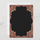 女の子確認ブラックピンク離れバラ金ゴールド 招待状 (裏面)