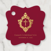 女の子確認ブルゴーニュエレガントフェイク金ゴールドの紋章 フェイバータグ (正面)