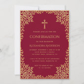 女の子確認ブルゴーニュフェイク離れ金ゴールド華美 招待状 (正面)