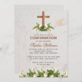 女の子確認銅クロスカラリリーマーブル 招待状 (正面/裏面)