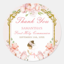 女の子祈の金ゴールド初の聖餐式 ラウンドシール
