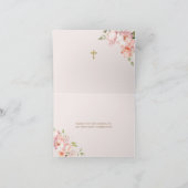 女の子祈の金ゴールド最初の聖餐式を折り畳んだ サンキューカード (内部)