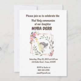 女の子祈はイエスに最初の聖餐式を渡る 招待状