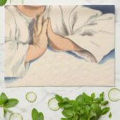 女の子祈はイエスキリストにベッドタイム祈りの言葉 キッチンタオル (折り畳み)