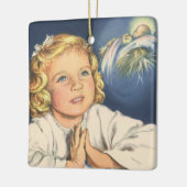 女の子祈はイエスキリストにベッドタイム祈りの言葉 セラミックオーナメント (左)