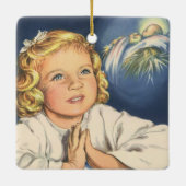 女の子祈はイエスキリストにベッドタイム祈りの言葉 セラミックオーナメント (裏面)