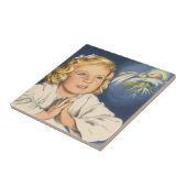 女の子祈はイエスキリストにベッドタイム祈りの言葉 タイル (側面)