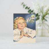 女の子祈はイエスキリストにベッドタイム祈りの言葉 ポストカード (スタンド正面)