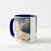 女の子祈はイエスキリストにベッドタイム祈りの言葉 マグカップ (正面左)