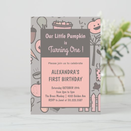 女の子私たちの小さなカボチャは1つの招待状を回している 招待状 (スタンド正面)