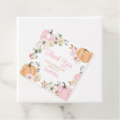 女の子秋カボチャ最初の誕生日パーティースクエア フェイバータグ (インサイチュ)