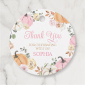 女の子秋カボチャ最初の誕生日パーティーラウンド フェイバータグ (正面)