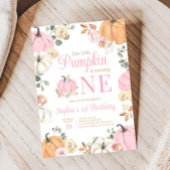 女の子秋カボチャ最初の誕生日パーティー 招待状