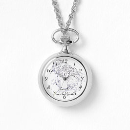 女の子秋田犬の優しい愛キスをする愛のスケッチ 腕時計