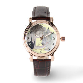 女の子秋田犬の優しい愛キスをする愛のスケッチ 腕時計