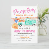 女の子秋農家パンプキンパッチオールドトラック 招待状 (スタンド正面)