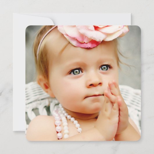 女の子第1誕生日フォトカード 招待状 (裏面)