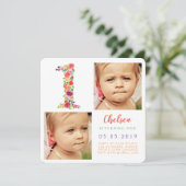 女の子第1誕生日フォトカード 招待状 (スタンド正面)