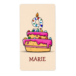 女の子第9誕生日、9オンスイートピンクケーキ ラベル