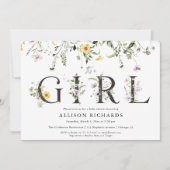 女の子紫の黄色の野草の赤ちゃんシャワーだ 招待状 (正面)