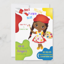 女の子絵を描の誕生日招待状