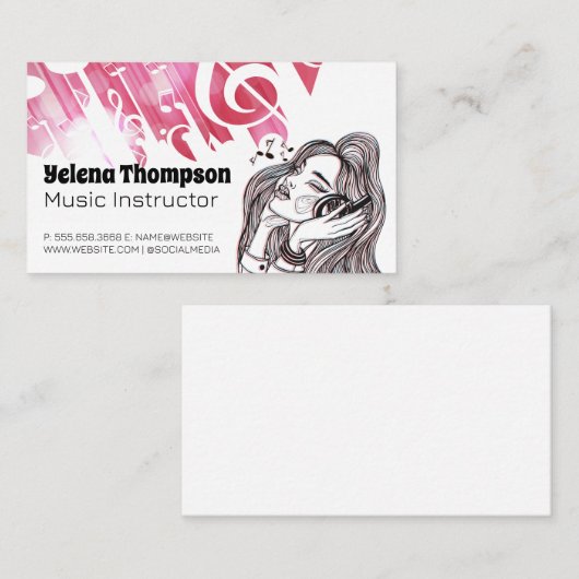 女の子聞の音楽ヘッドフォン 名刺 (正面/裏面)