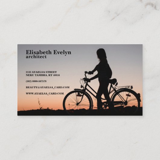 女の子自転車の夕日 名刺 (裏面)