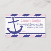 女の子航海のいかり赤ちゃんシャワーおむつラッフル エンクロージャーカード (正面)