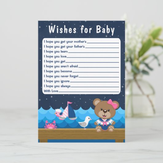 女の子航海のはピンクと海軍がベビーを願う 招待状 (スタンド正面)